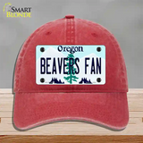 Beavers Fan Novelty License Plate Hat Unconstructed Cotton / Red