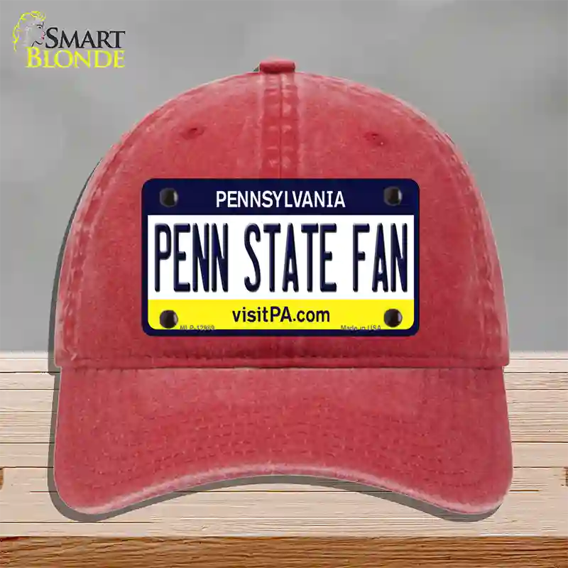 Penn State Fan Novelty License Plate Hat Unconstructed Cotton / Red