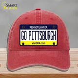 Go Pittsburgh Novelty License Plate Hat Unconstructed Cotton / Red