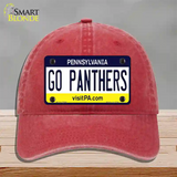 Go Panthers Novelty License Plate Hat Unconstructed Cotton / Red