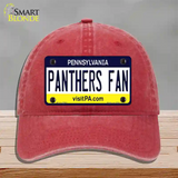 Panthers Fan Novelty License Plate Hat Unconstructed Cotton / Red