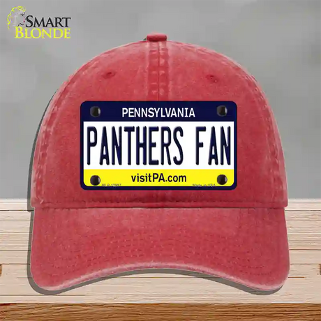 Panthers Fan Novelty License Plate Hat Unconstructed Cotton / Red