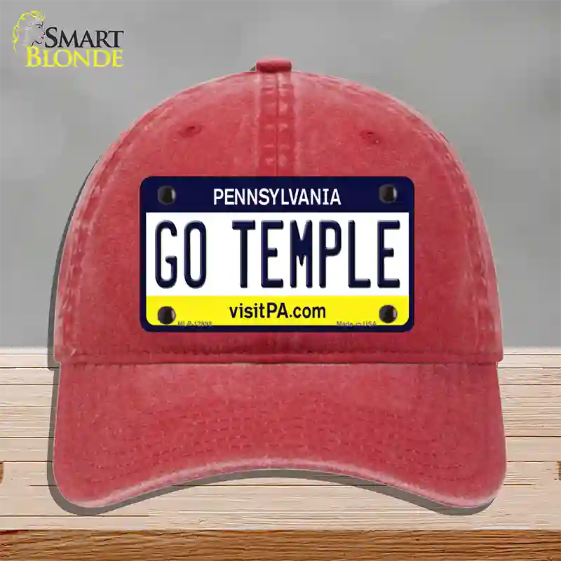 Go Temple Novelty License Plate Hat Unconstructed Cotton / Red