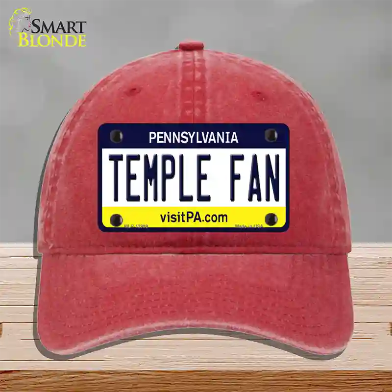 Temple Fan Novelty License Plate Hat Unconstructed Cotton / Red