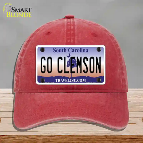 Go Clemson Novelty License Plate Hat Unconstructed Cotton / Red