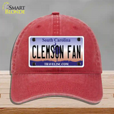 Clemson Fan Novelty License Plate Hat Unconstructed Cotton / Red