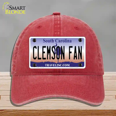 Clemson Fan Novelty License Plate Hat Unconstructed Cotton / Red