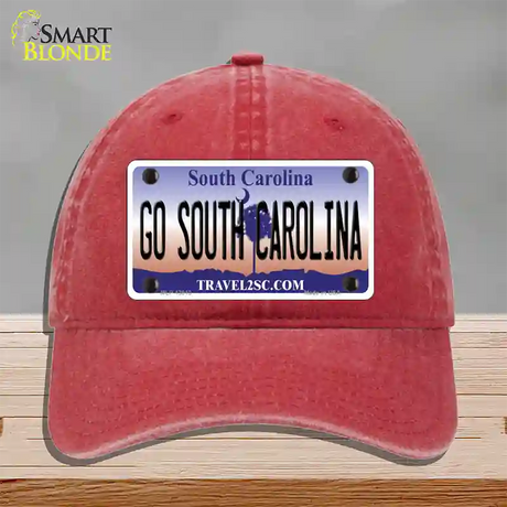 Go South Carolina Novelty License Plate Hat Unconstructed Cotton / Red