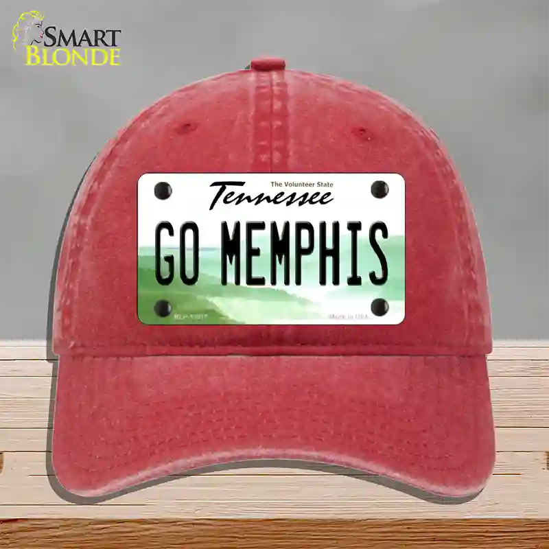 Go Memphis Novelty License Plate Hat Unconstructed Cotton / Red