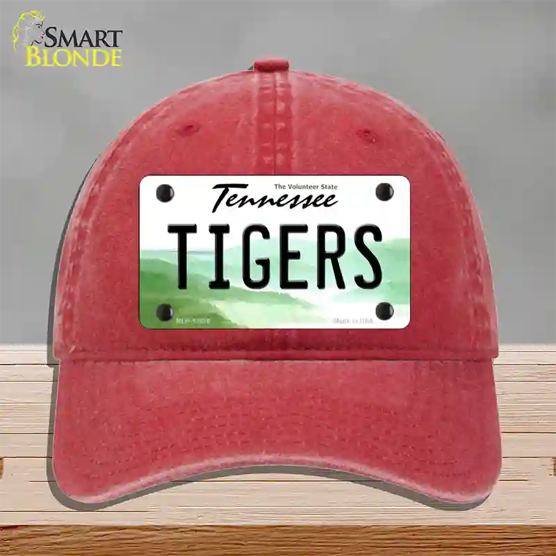 Tiger Tennessees Novelty License Plate Hat Unconstructed Cotton / Red