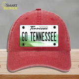 Go Tennessee Novelty License Plate Hat Unconstructed Cotton / Red