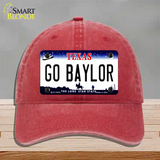 Go Baylor Novelty License Plate Hat Unconstructed Cotton / Red