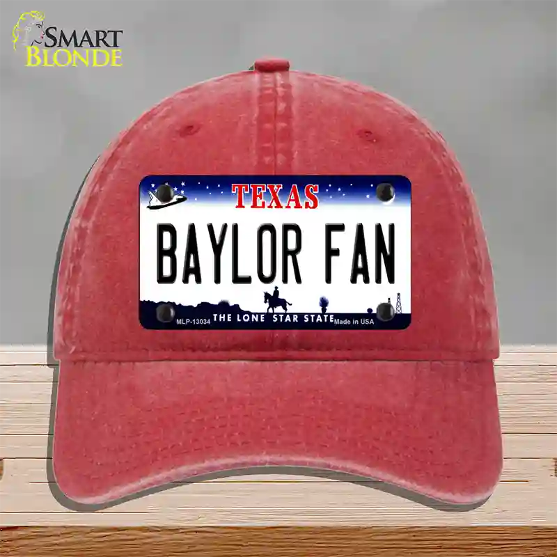 Baylor Fan Novelty License Plate Hat Unconstructed Cotton / Red