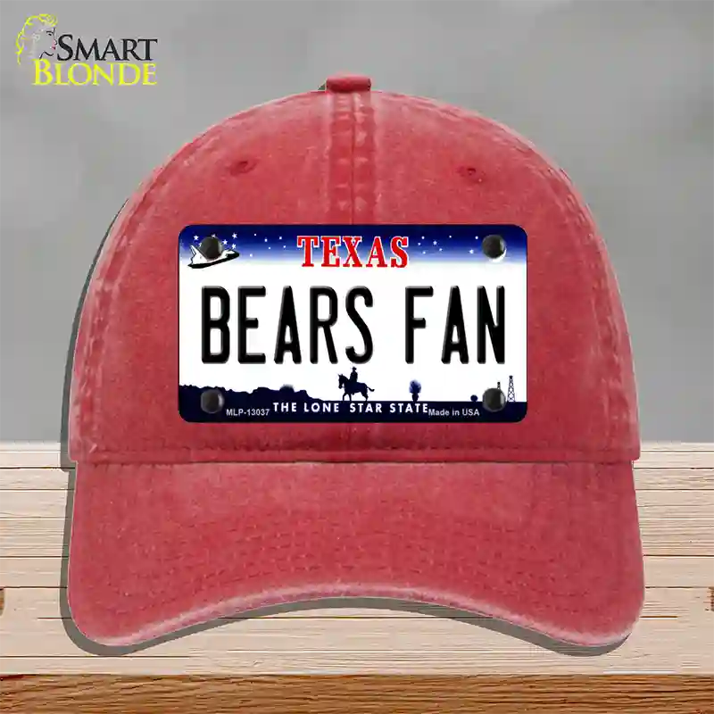 Bears Fan Novelty License Plate Hat Unconstructed Cotton / Red