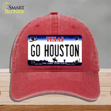 Go Houston Novelty License Plate Hat Unconstructed Cotton / Red