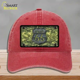 Route 66 Camouflage Novelty License Plate Hat Unconstructed Cotton / Red