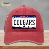 Cougars Novelty License Plate Hat Unconstructed Cotton / Red