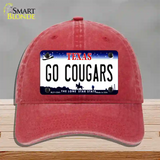 Go Cougars Novelty License Plate Hat Unconstructed Cotton / Red