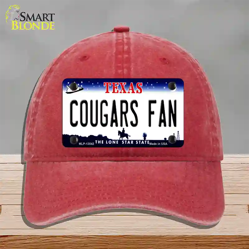 Cougars Fan Novelty License Plate Hat Unconstructed Cotton / Red