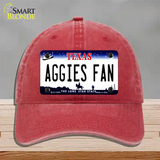 Aggies Fan Texas Novelty License Plate Hat Unconstructed Cotton / Red