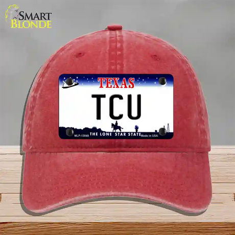 TCU Novelty License Plate Hat Unconstructed Cotton / Red