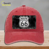 Route 66 Black & White Novelty License Plate Hat Unconstructed Cotton / Red