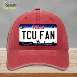 TCU Fan Novelty License Plate Hat Unconstructed Cotton / Red