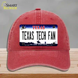 Texas Tech Fan Novelty License Plate Hat Unconstructed Cotton / Red