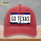 Go Texas Novelty License Plate Hat Unconstructed Cotton / Red