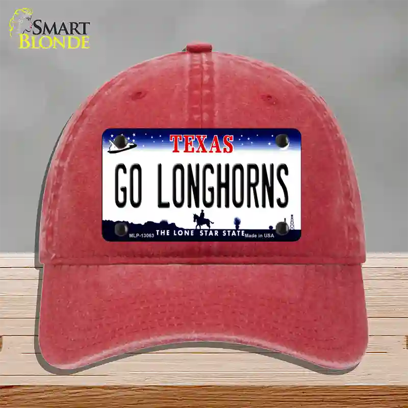 Go Longhorns Novelty License Plate Hat Unconstructed Cotton / Red