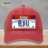 BYU Novelty License Plate Hat Unconstructed Cotton / Red