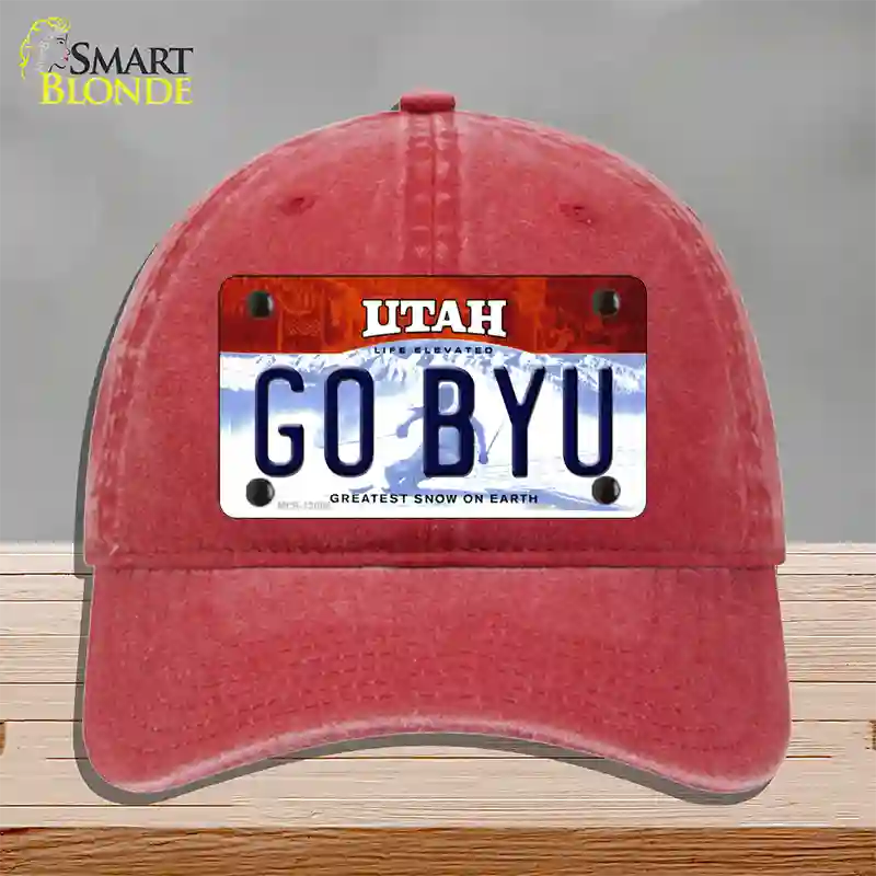 Go BYU Novelty License Plate Hat Unconstructed Cotton / Red