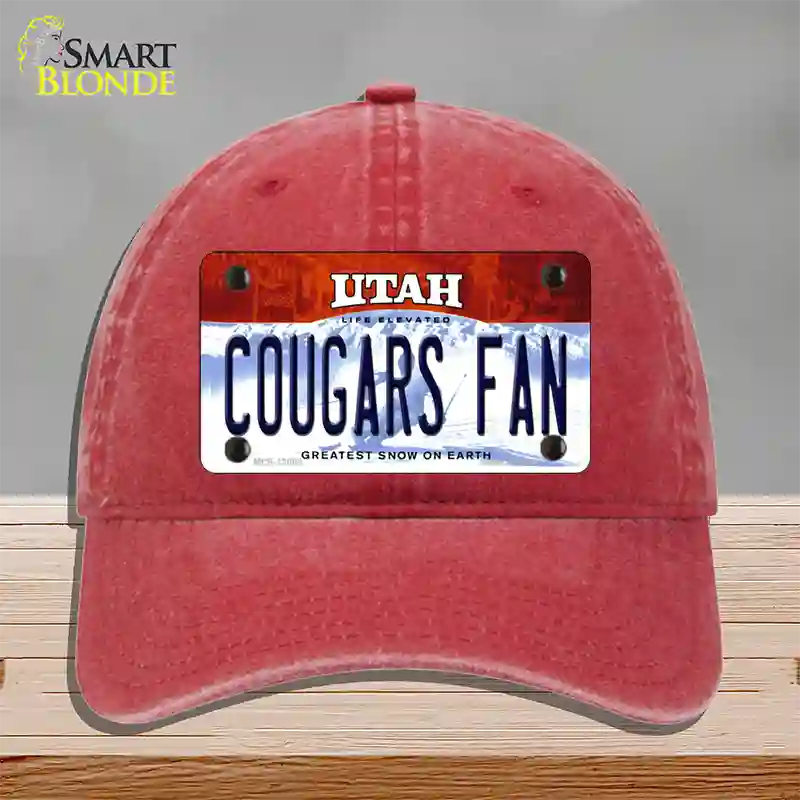 Cougars Fan Utah Novelty License Plate Hat Unconstructed Cotton / Red