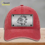 Bulldog Novelty License Plate Hat Unconstructed Cotton / Red