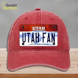 Utah Fan Novelty License Plate Hat Unconstructed Cotton / Red