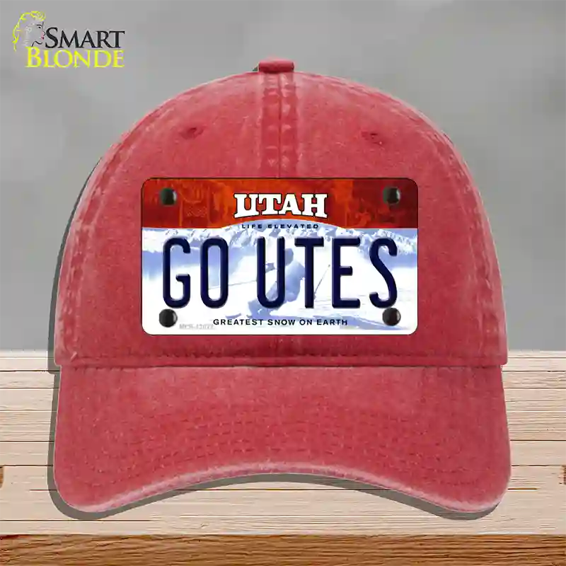 Go Utes Novelty License Plate Hat Unconstructed Cotton / Red