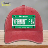 Vermont Fan Novelty License Plate Hat Unconstructed Cotton / Red