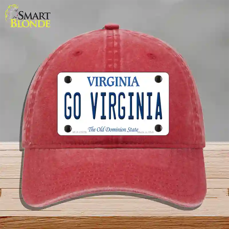 Go Virginia Novelty License Plate Hat Unconstructed Cotton / Red