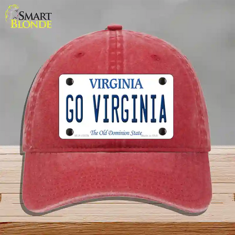 Go Virginia Novelty License Plate Hat Unconstructed Cotton / Red