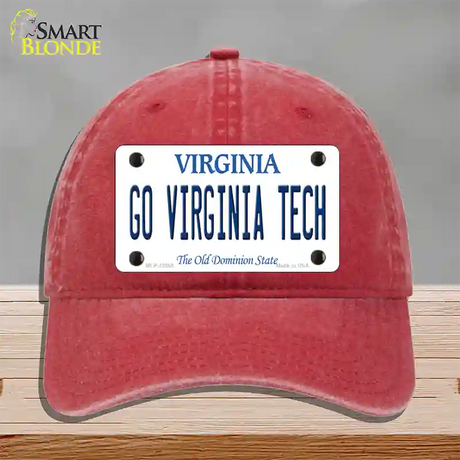 Go Virginia Tech Novelty License Plate Hat Unconstructed Cotton / Red