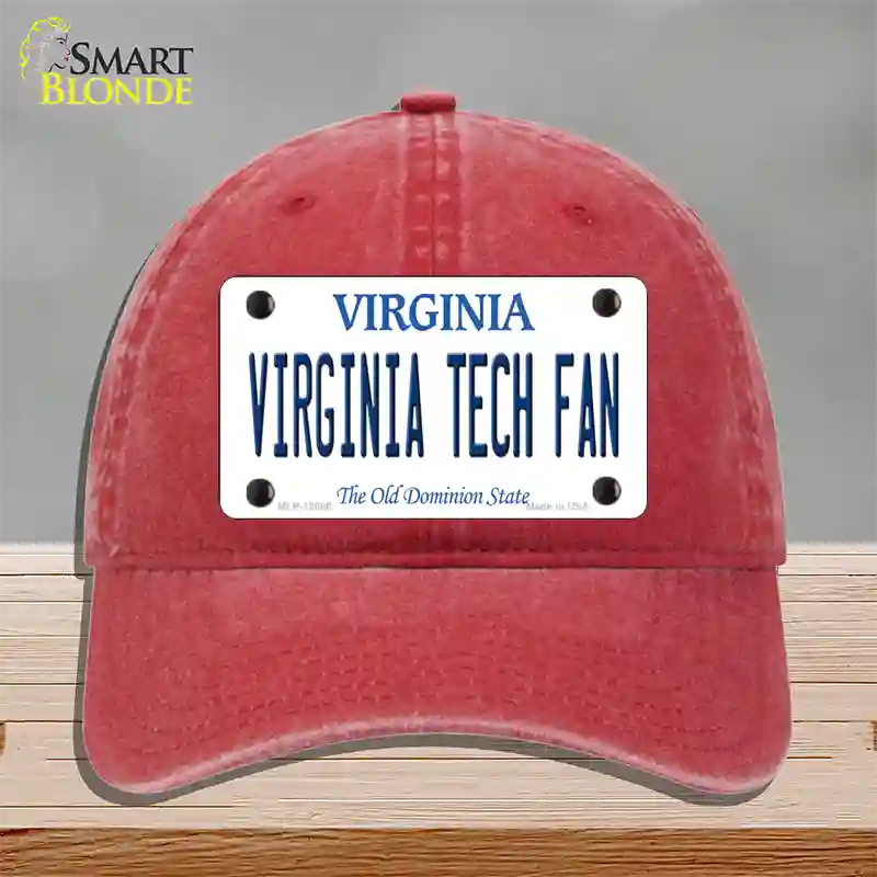 Virginia Tech Fan Novelty License Plate Hat Unconstructed Cotton / Red