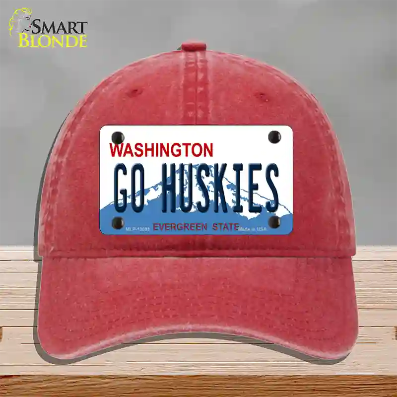 Go Huskies Novelty License Plate Hat Unconstructed Cotton / Red