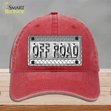 Off Road Novelty License Plate Hat Unconstructed Cotton / Red