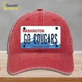 Go Cougars Washington Novelty License Plate Hat Unconstructed Cotton / Red