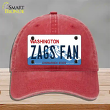 Zags Fan Novelty License Plate Hat Unconstructed Cotton / Red