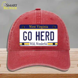 Go Herd Novelty License Plate Hat Unconstructed Cotton / Red