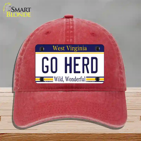 Go Herd Novelty License Plate Hat Unconstructed Cotton / Red