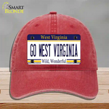 Go West Virginia Novelty License Plate Hat Unconstructed Cotton / Red