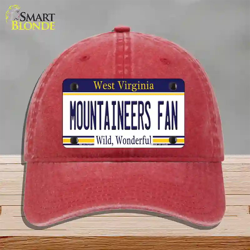 Mountaineers Fan Novelty License Plate Hat Unconstructed Cotton / Red