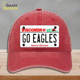 Go Eagles Wisconsin Novelty License Plate Hat Unconstructed Cotton / Red